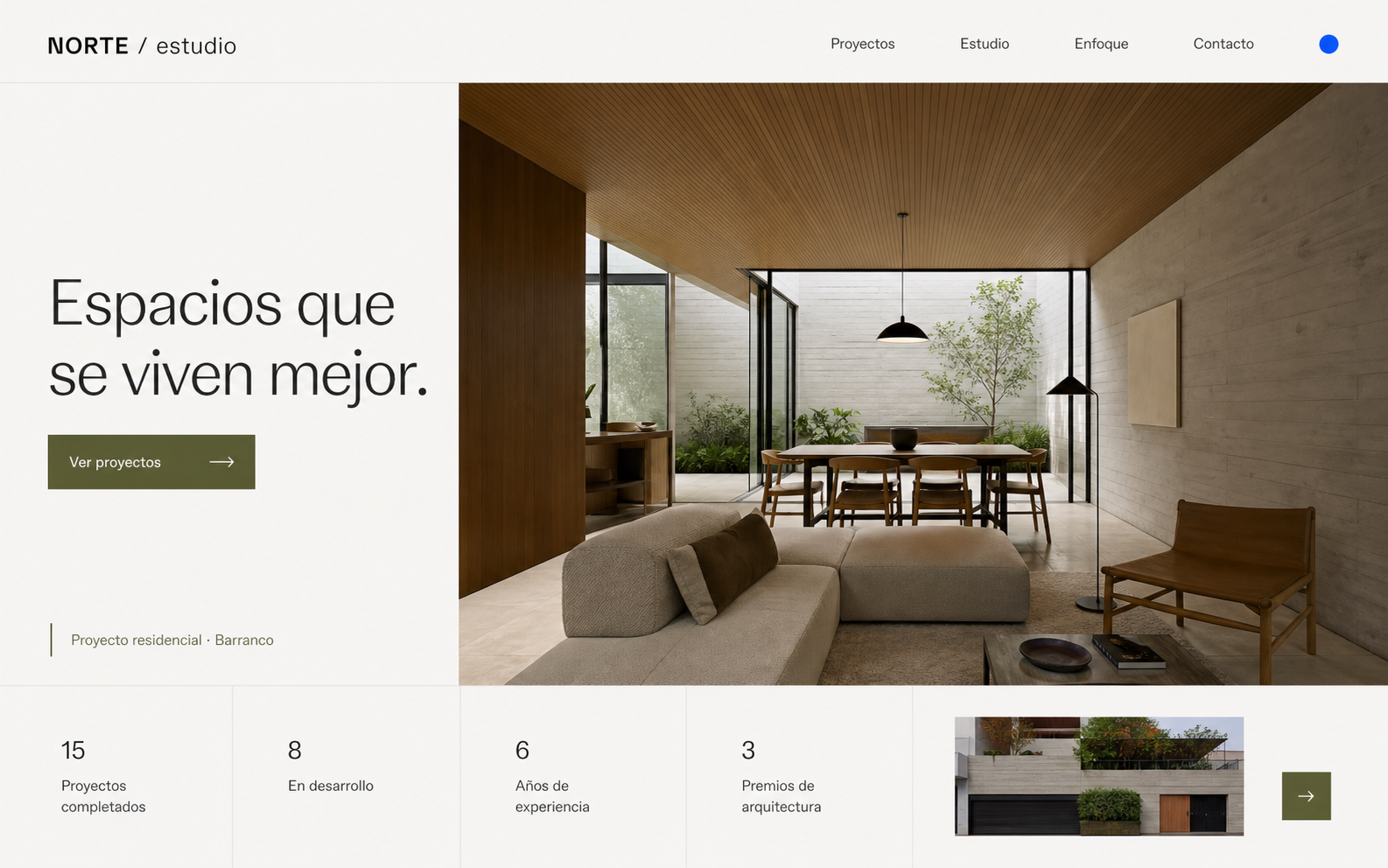 Página web terminada para un estudio de arquitectura